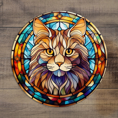 Cat Maine Coon Glass Suncatcher Worktop Saver